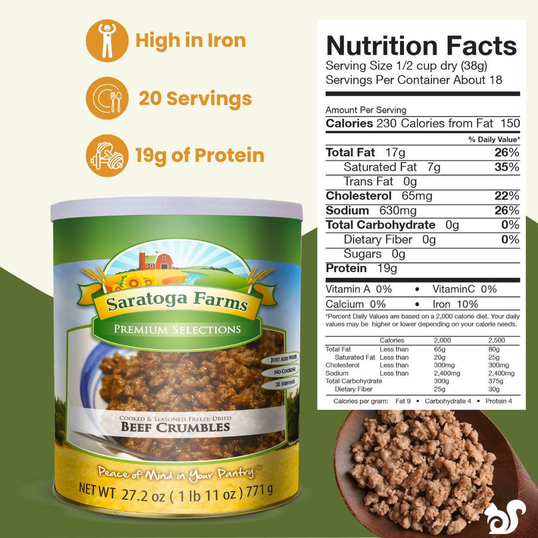 freeze dried beef crumbles nutrition facts